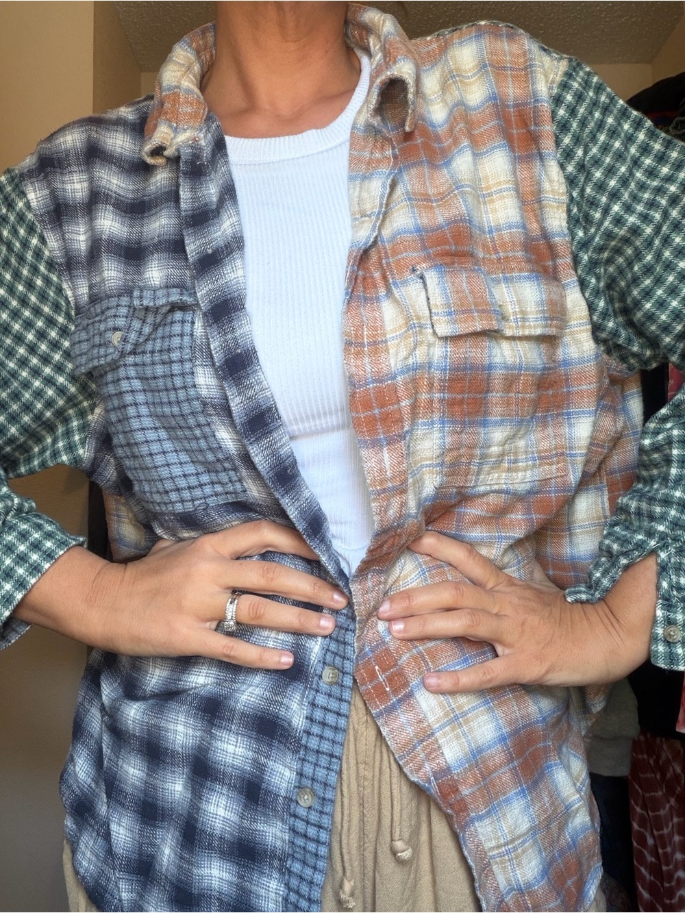American Eagle Outfitters Multicolor Patchwork Plaid Button-Down Shirt